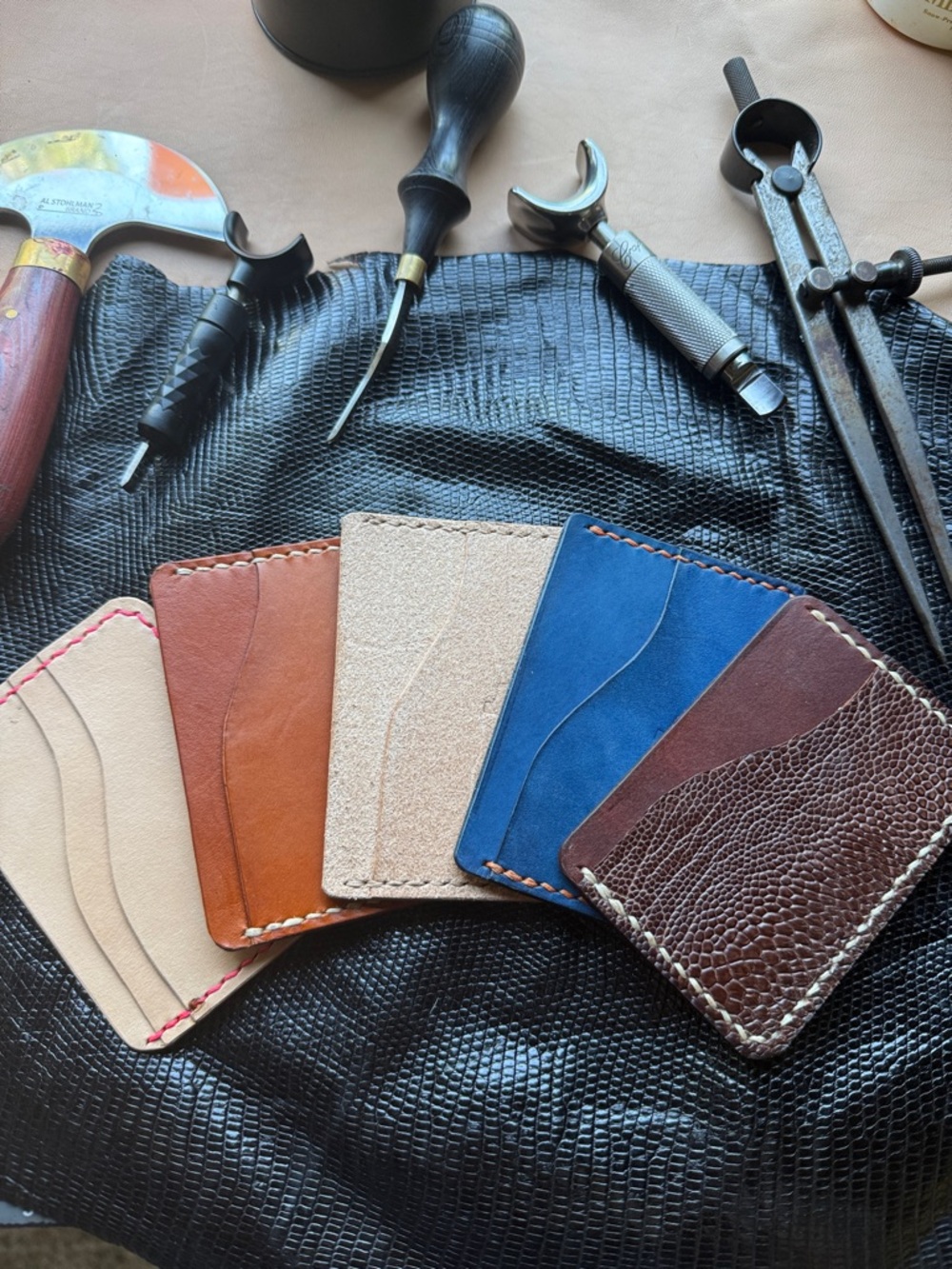 Slim Leather Card & Key Sleeve - Blue, Brown, Tan, Natural Options